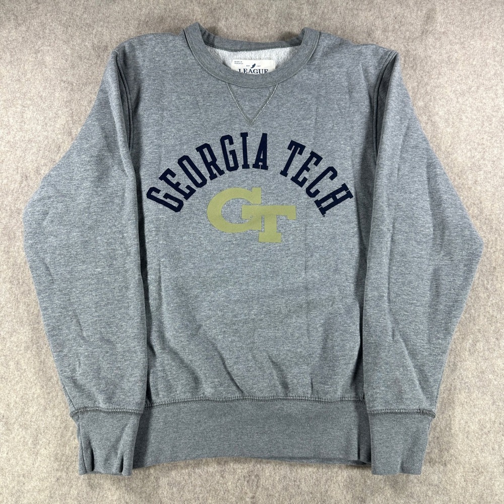 League Womens Crewneck Sweatshirt Georgia Tech Yellow Jackets Gray Size Small